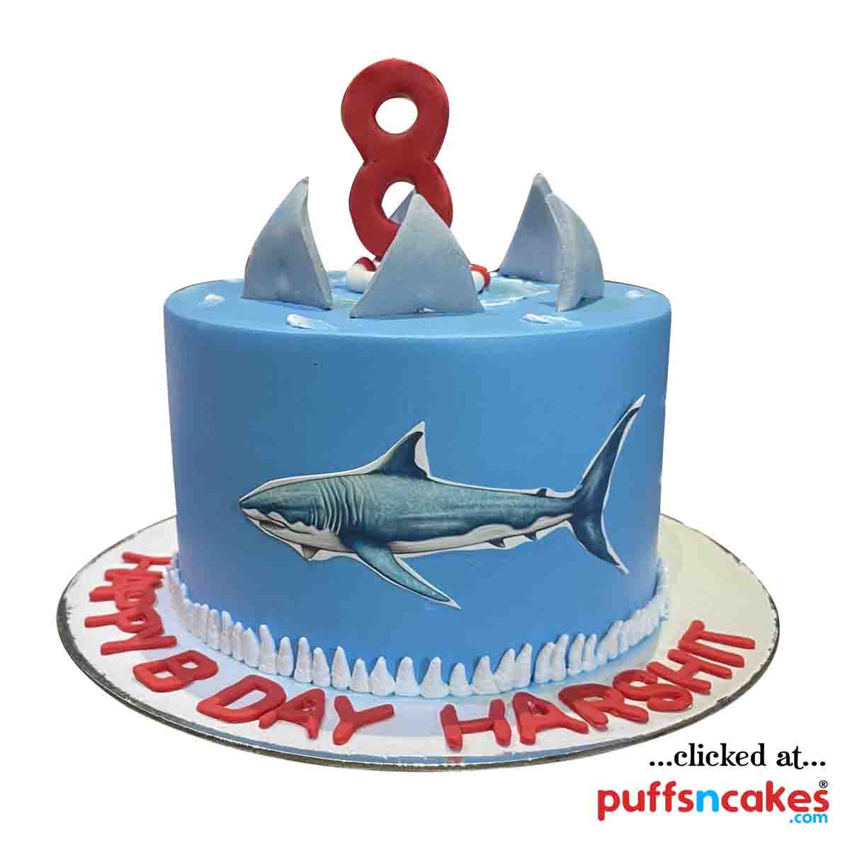 (1643) Shark Fin Ocean Theme Cake
